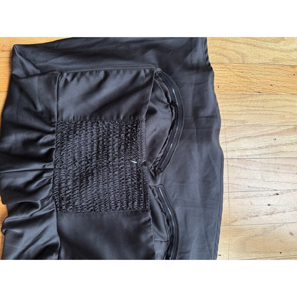 Bebe Strapless Black Satin Fit & Flare Dress P/S - Picture 7 of 7